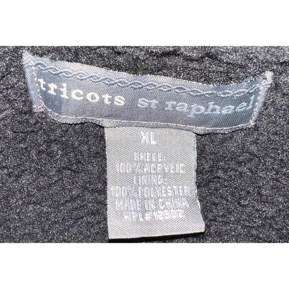 Tricots St Raphael Black Full-Zip Sweater XL 100% Acrylic Shell Polyester Lining - Picture 4 of 4